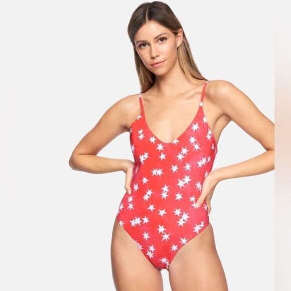 HURLEY Sold Out Patriotic USA STAR SPANGLED LOW BACK ONE PIECE Bathing Suit Swim - Picture 4 of 4